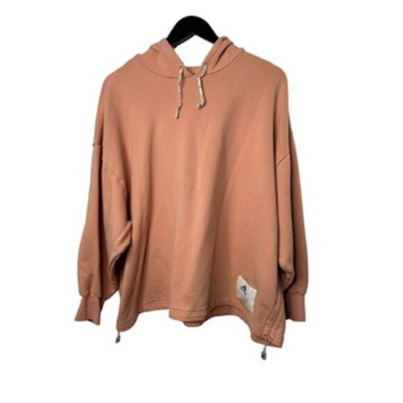 adidas Tops - Adidas Peach Cropped Boxy Fit Long Sleeve Hoodie Sweatshirt Women's Size Large
